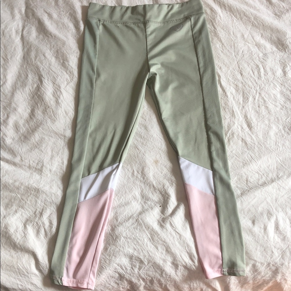 Body Glove Kids Sage Green Leggings with Pink & White Insets